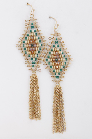 Aztec Bead Triangle Drop Earrings 5JBC5